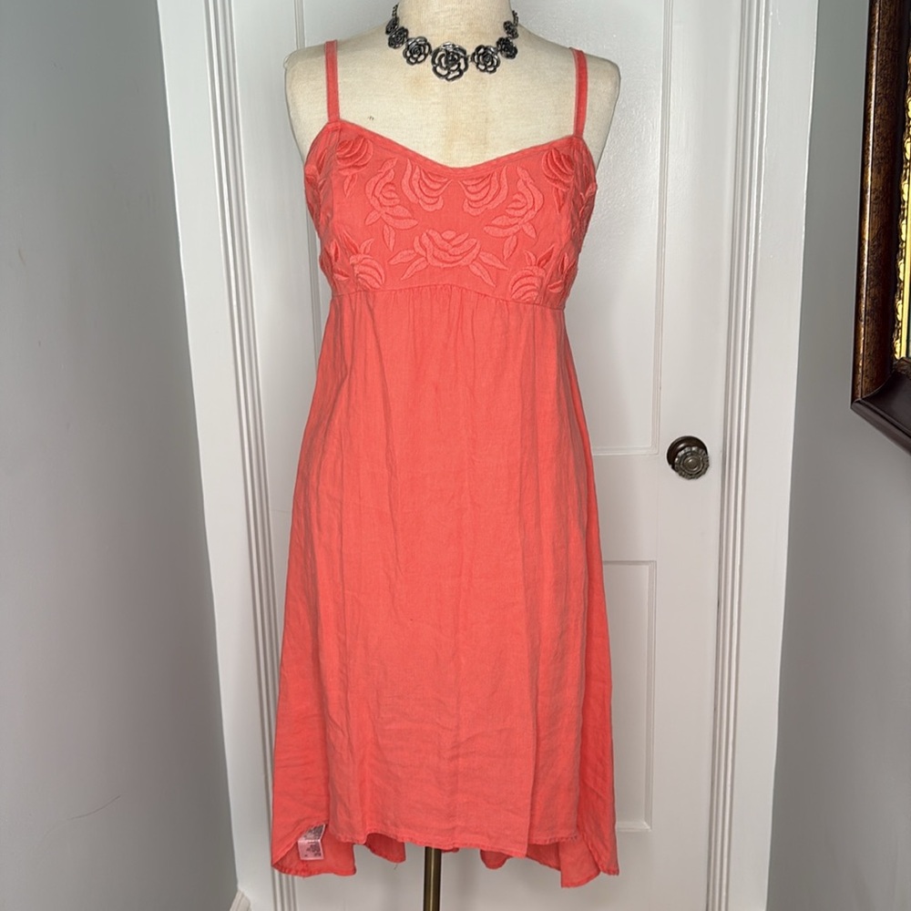 New with Tags Tommy Bahama Two Palms Hi Low Dress 100% Linen Coral Blush
